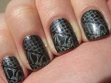 OPI Baby It's Coal Outside, China Glaze OMG, Konad plate M70