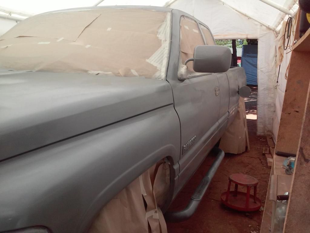 painting my 97 cummins red and black with plasti dip and bed liner