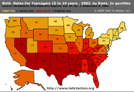 Incidence of Teen Births, by State