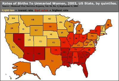 Incidence of Umarried Births, by State