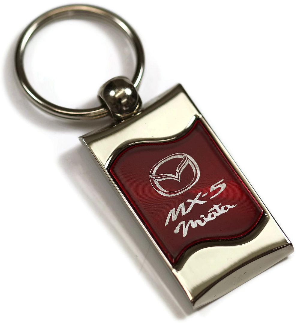 Mazda Miata MX5 Rectangular Wave Red Authentic Logo Key