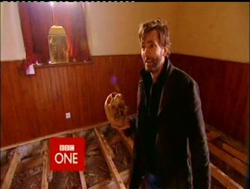 David Tennant discovers a human skull in an abandoned church on Mull during filming of Who Do You Think You Are? for BBC 1.