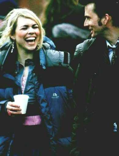 David and Billie have a laugh on the Doctor Who set 