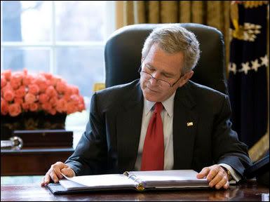 Bush, Deep In Thought, Prepares For Speech