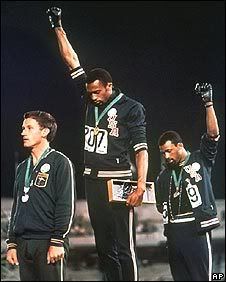 Tommie and John at the 1968 Olympics