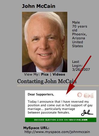 McCain's MySpace