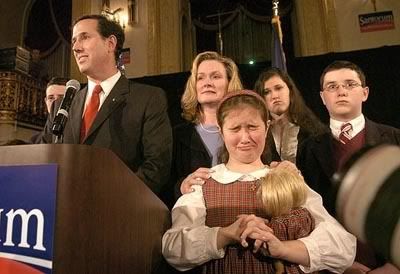 Santorum's girl cries, clutches dolly