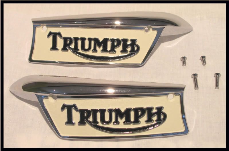 TRIUMPH BONNEVILLE, TIGER, TROPHY 500 & 650 TANK BADGE SET 196979 PN