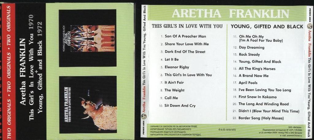 FRANKLIN, ARETHA - This Girl's In Love With You/ Young, Gifted And Black (2lp's In 1cd)