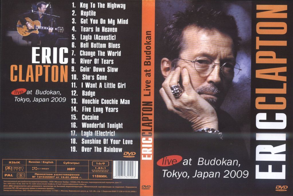 CLAPTON, ERIC - Live At Budokan, Tokyo, Japan, 2009 (19 Tracks, 118min, Wide Screen, Pal)