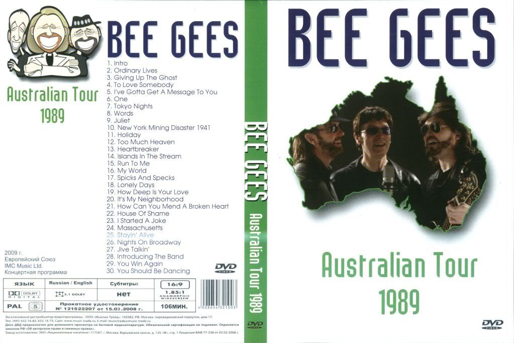 BEE GEES - Australian Tour 1989 (pal, 106min, All Regions)