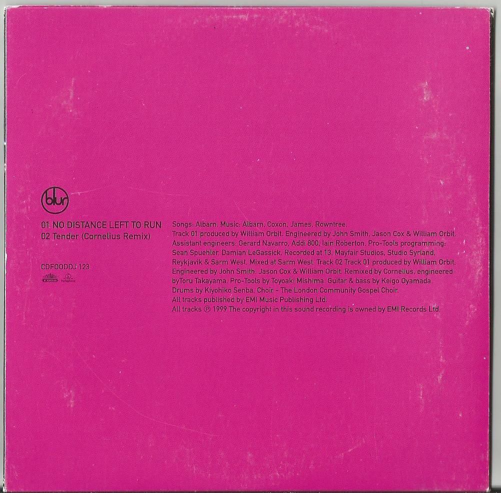 BLUR - No Distance Left To Run/ Tender(cornelius Remix(promo In Cardsleeve))