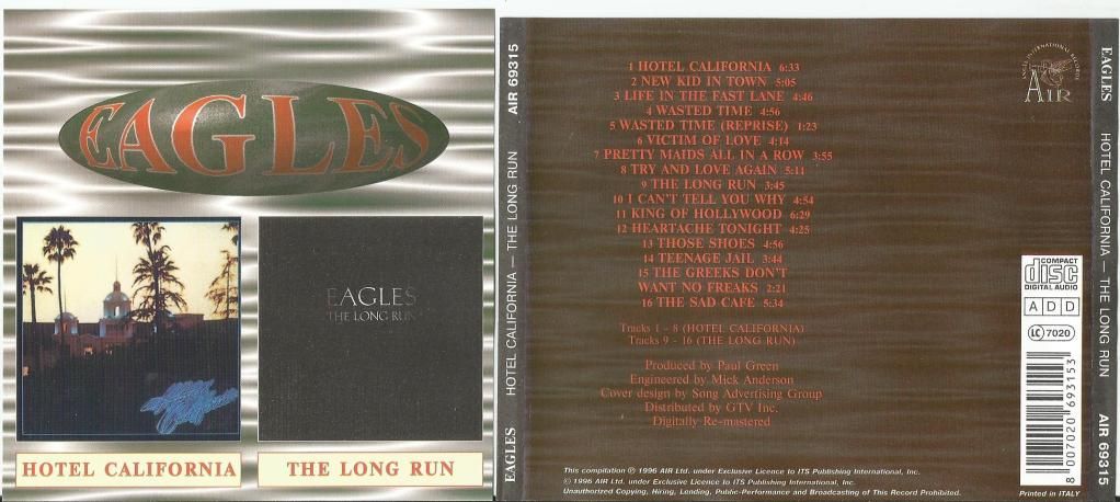 EAGLES - Hotel California (8trk/ The Long Run(8trk)(2lp's In 1cd))