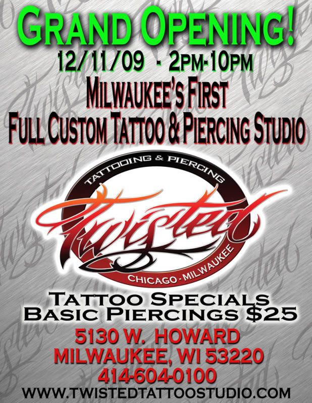 Milwaukee's first full custom tattoo & piercing studio.