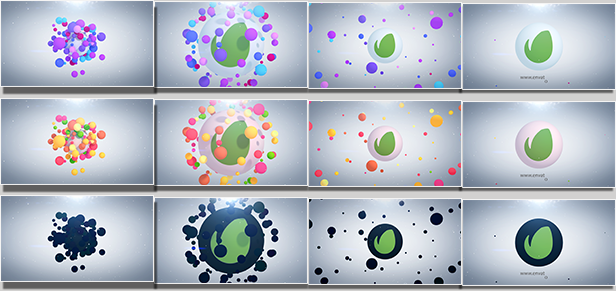 活力多彩三维粒子球吸附弹跳汇聚logo展示AE模板 Videohive Vibrant Particles Logo Reveal