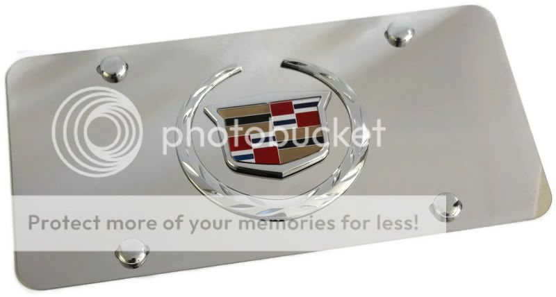 Details about Cadillac Front License Plate Frame Stainless Mirror