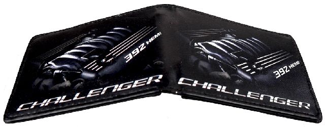 Men Wallet Bifold Black Dodge Challenger SRT Bold Grille Logo Genuine