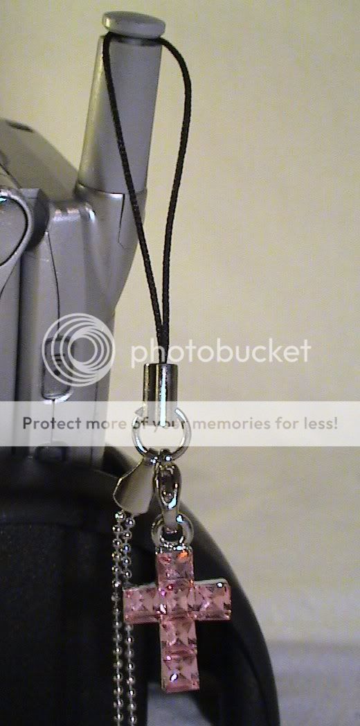 Cell Phone & PDA Charm Strap Dangle Pink Crystal Cross  